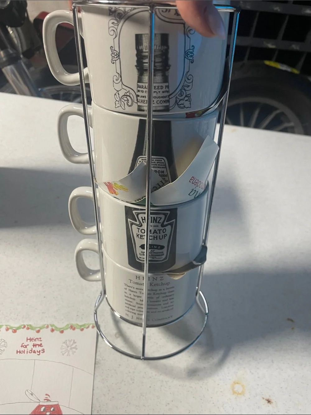 Vintage Heinz Soup cup Stackable Ketchup Mug Set in White